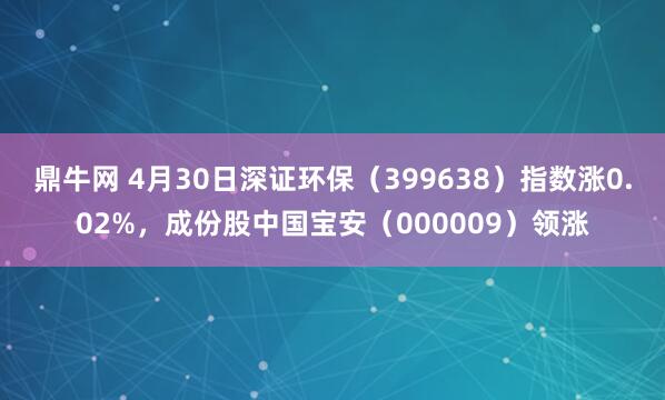 鼎牛网 4月30日深证环保（399638）指数涨0.02%，成份股中国宝安（000009）领涨