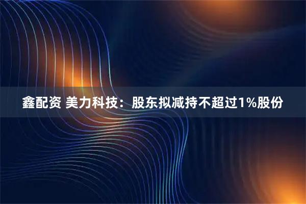 鑫配资 美力科技：股东拟减持不超过1%股份